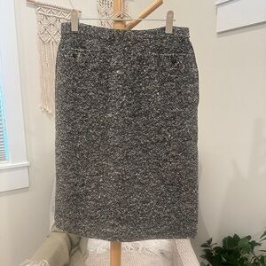 Tweed Pencil Skirt Black Ivory Flecked Women’s S